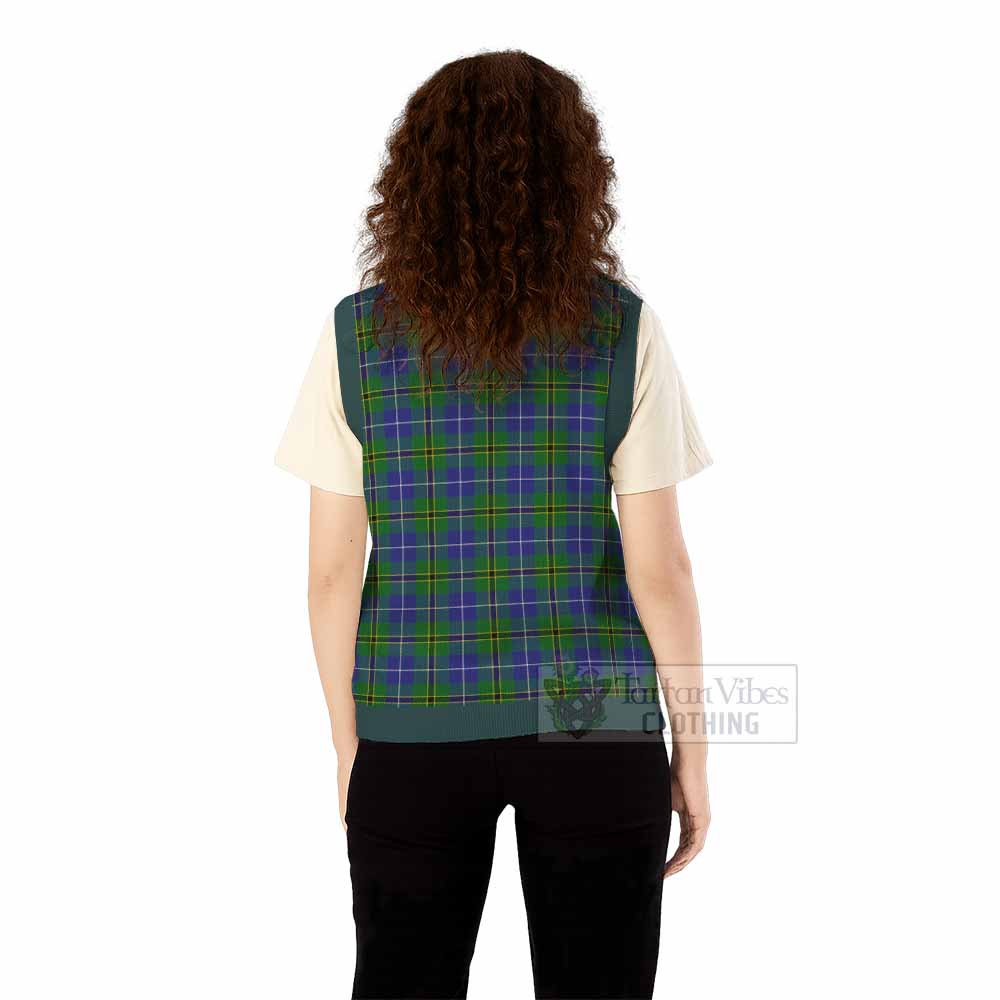 Turnbull Tartan Knitted V-Neck Vest with Family Crest - Tartan Vibes Clothing