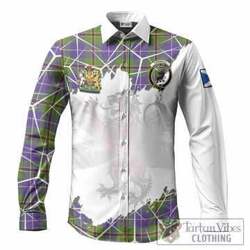Turnbull Tartan Long Sleeve Button Shirts with Family Crest and Lion Rampant Grunge Style