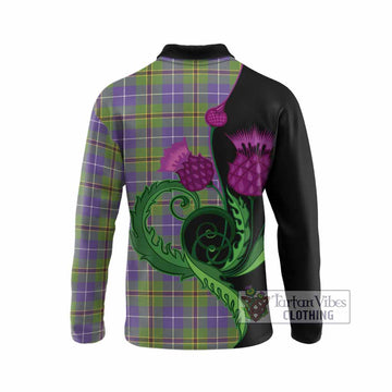Turnbull Tartan Long Sleeve Polo Shirt Traditional Scottish Thistle