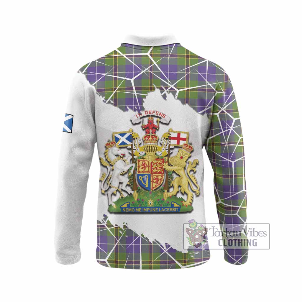 Turnbull Tartan Long Sleeve Polo Shirt with Family Crest and Lion Rampant Grunge Style