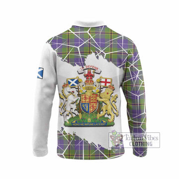 Turnbull Tartan Long Sleeve Polo Shirt with Family Crest and Lion Rampant Grunge Style