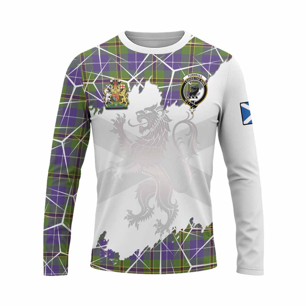 Turnbull Tartan Long Sleeve T-Shirt with Family Crest and Lion Rampant Grunge Style