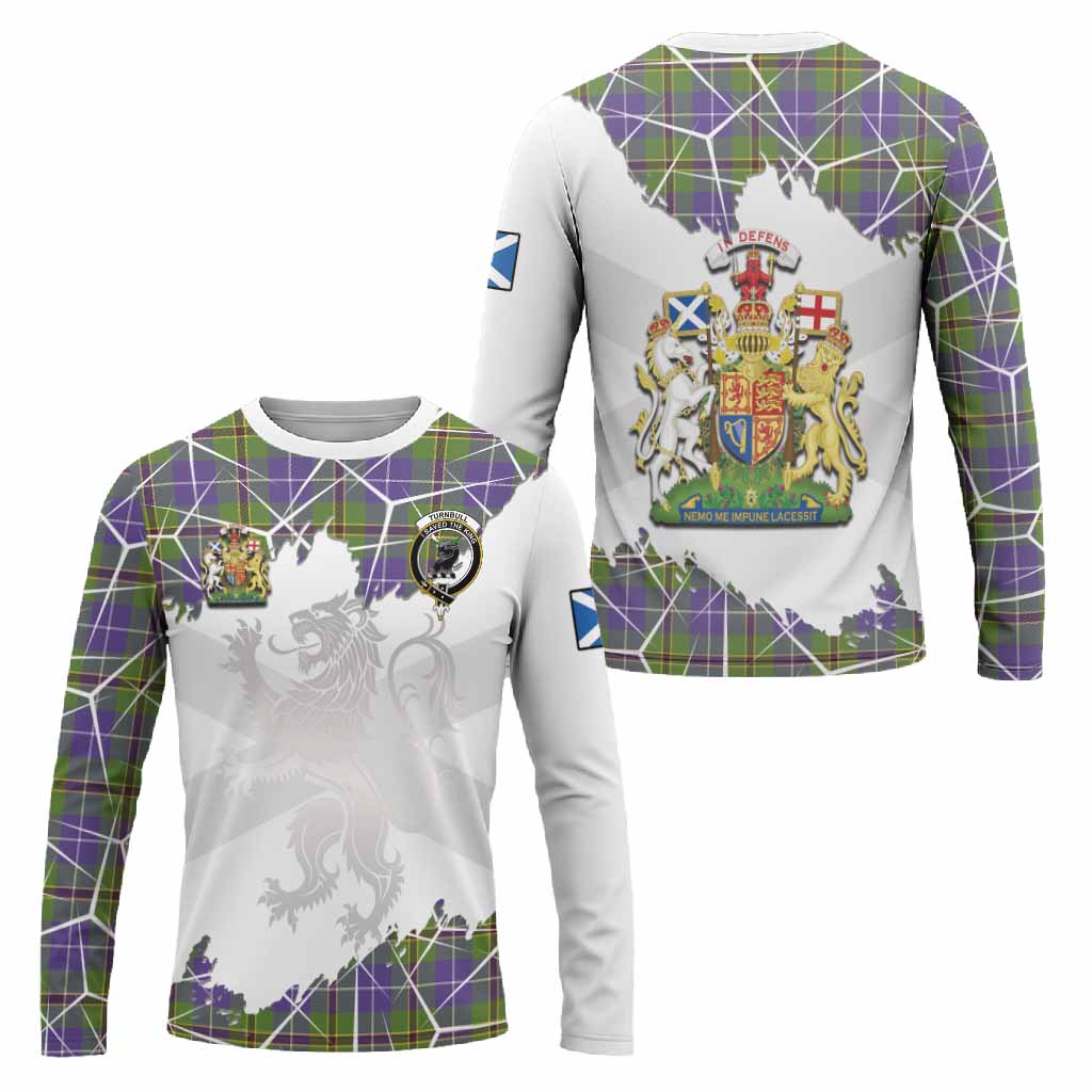 Turnbull Tartan Long Sleeve T-Shirt with Family Crest and Lion Rampant Grunge Style