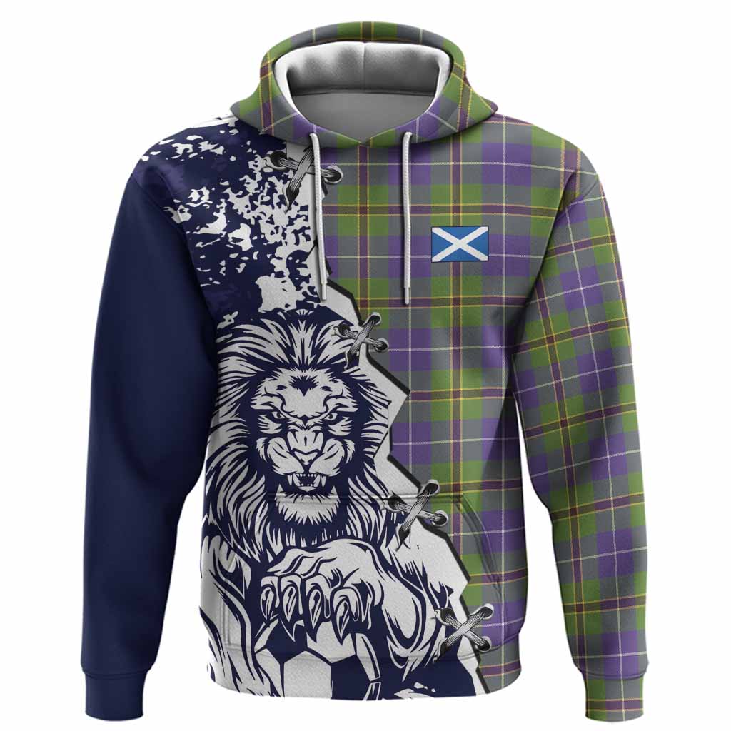 Turnbull Tartan Scottish Hoodie Angry Lion With Soccer Ball Style