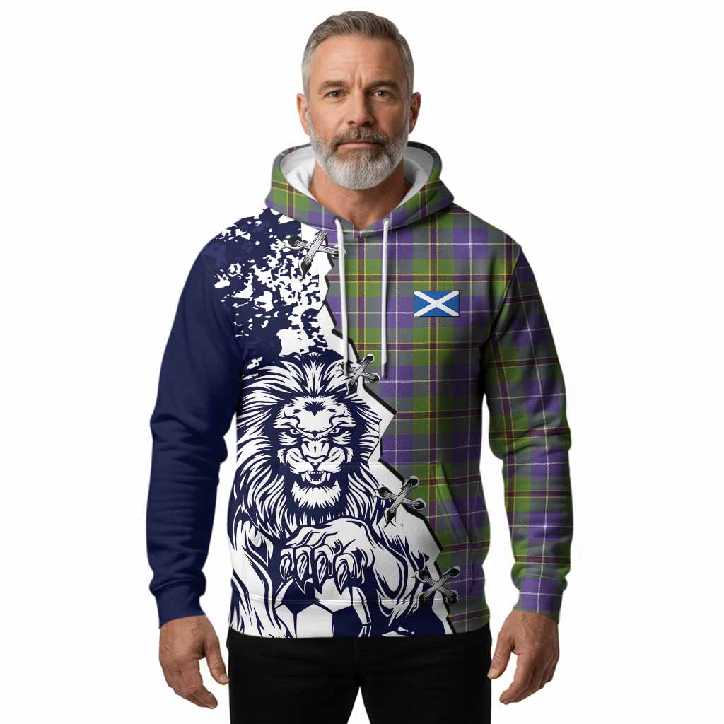 Turnbull Tartan Scottish Hoodie Angry Lion With Soccer Ball Style