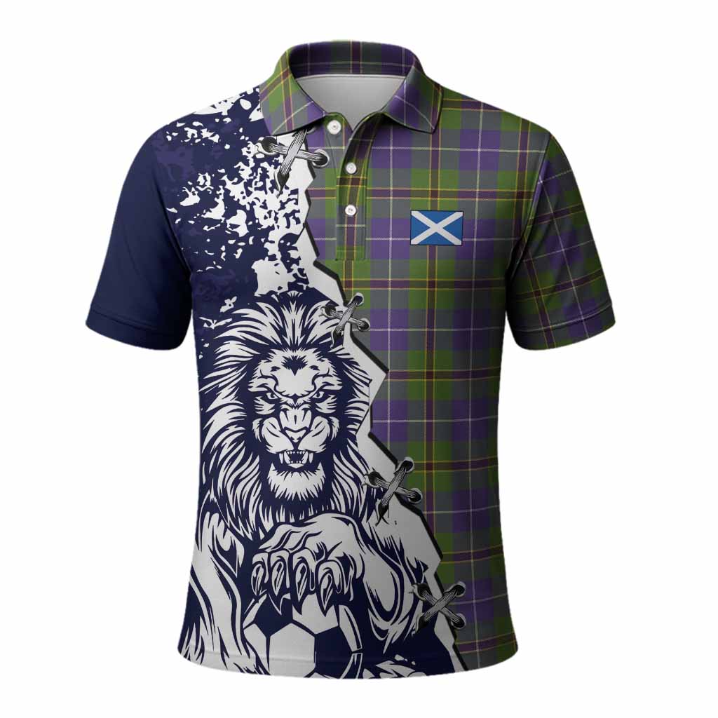 Turnbull Tartan Scottish Polo Shirt Angry Lion With Soccer Ball Style