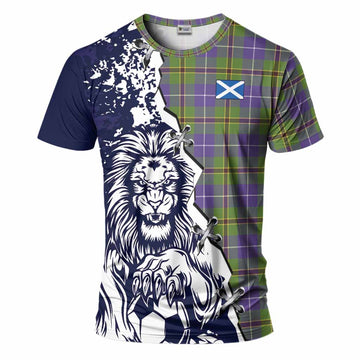Turnbull Tartan Scottish T-Shirt Angry Lion With Soccer Ball Style