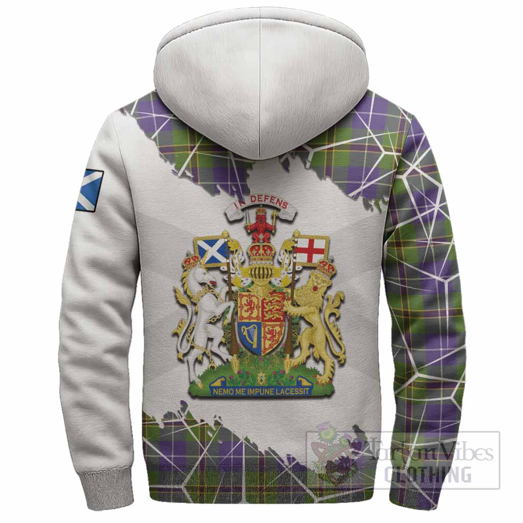 Turnbull Tartan Sherpa Hoodie with Family Crest and Lion Rampant Grunge Style