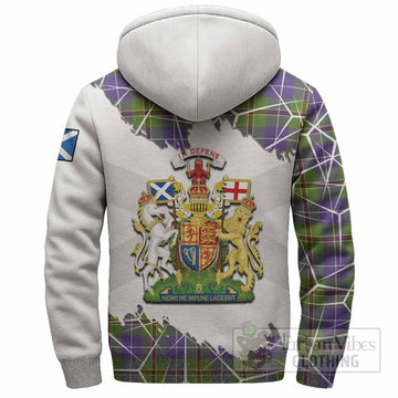 Turnbull Tartan Sherpa Hoodie with Family Crest and Lion Rampant Grunge Style