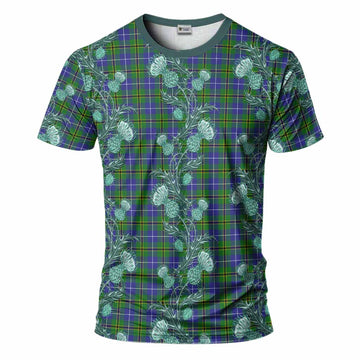 Turnbull Tartan T-Shirt Seamless Scottish Thistle Flowers