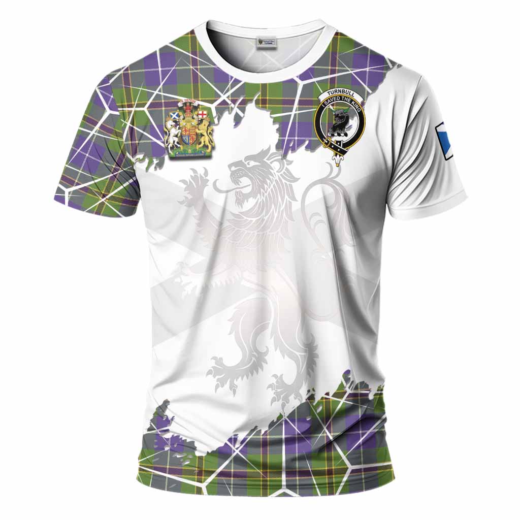 Turnbull Tartan T-Shirt with Family Crest and Lion Rampant Grunge Style