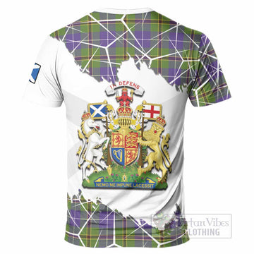 Turnbull Tartan T-Shirt with Family Crest and Lion Rampant Grunge Style
