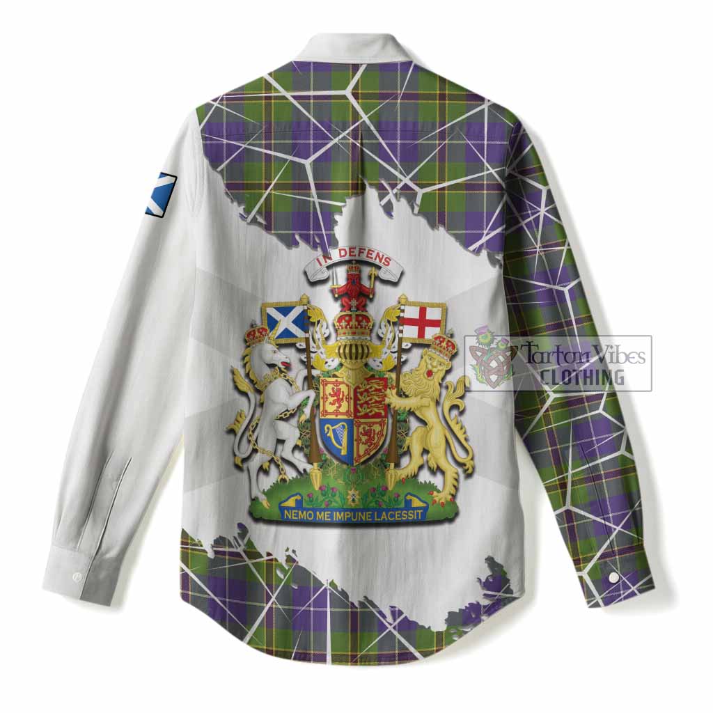 Turnbull Tartan Women Casual Shirt with Family Crest and Lion Rampant Grunge Style