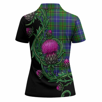 Turnbull Tartan Women Polo Shirt Resilient Scottish Thistle