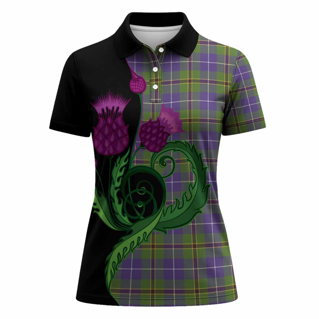 Turnbull Tartan Women Polo Shirt Traditional Scottish Thistle
