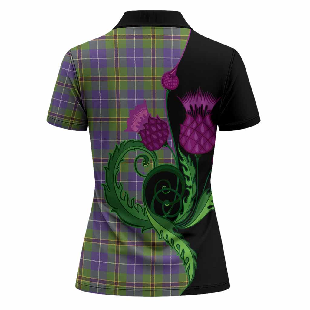 Turnbull Tartan Women Polo Shirt Traditional Scottish Thistle