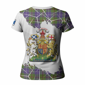 Turnbull Tartan Women T shirt with Family Crest and Lion Rampant Grunge Style