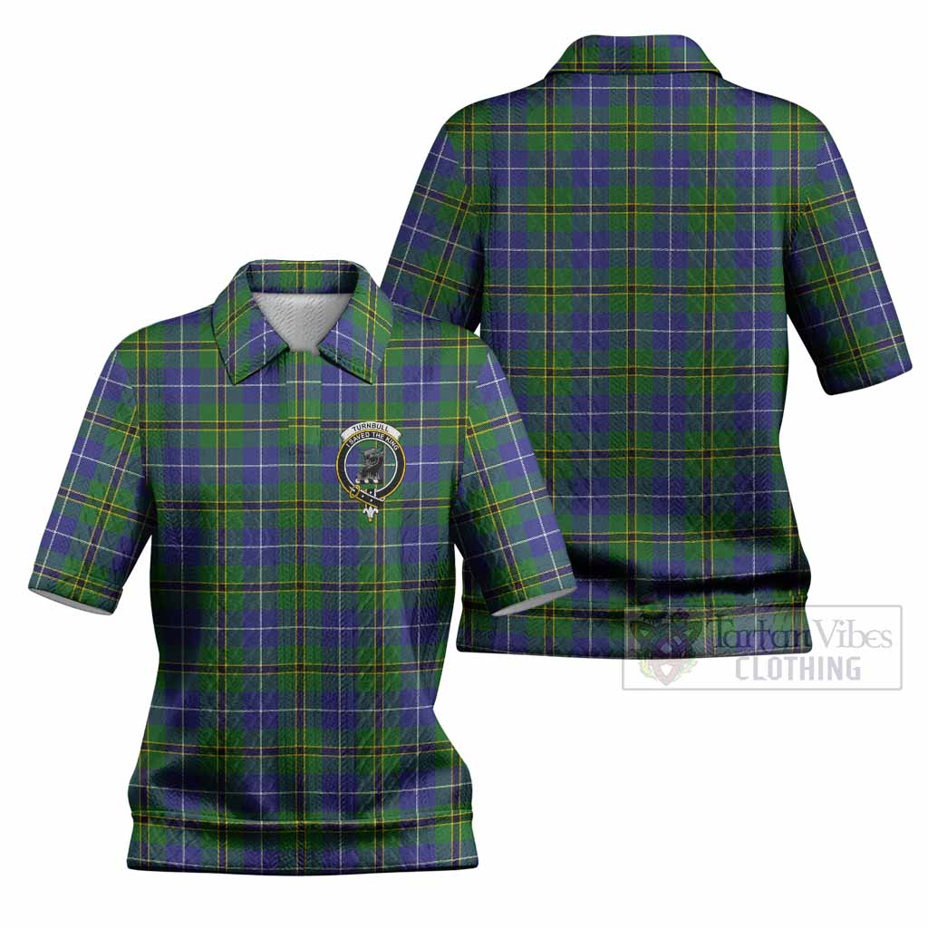 Turnbull Tartan Women’s Polo Sweater Top with Family Crest