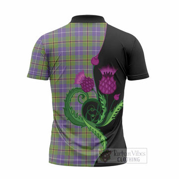 Turnbull Tartan Zipper Polo Shirt Traditional Scottish Thistle