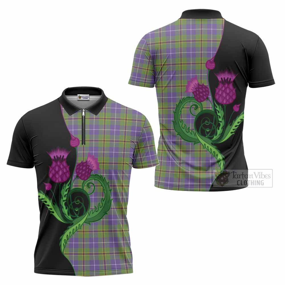 Turnbull Tartan Zipper Polo Shirt Traditional Scottish Thistle