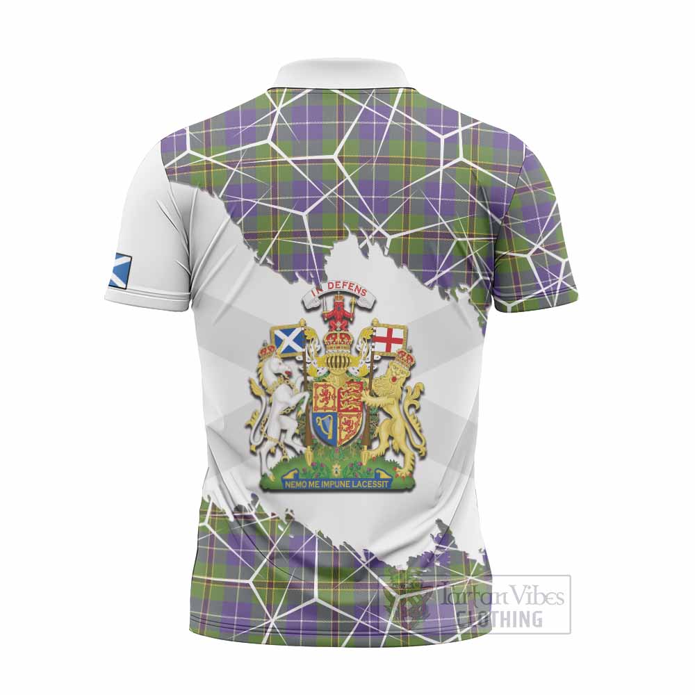 Turnbull Tartan Zipper Polo Shirt with Family Crest and Lion Rampant Grunge Style