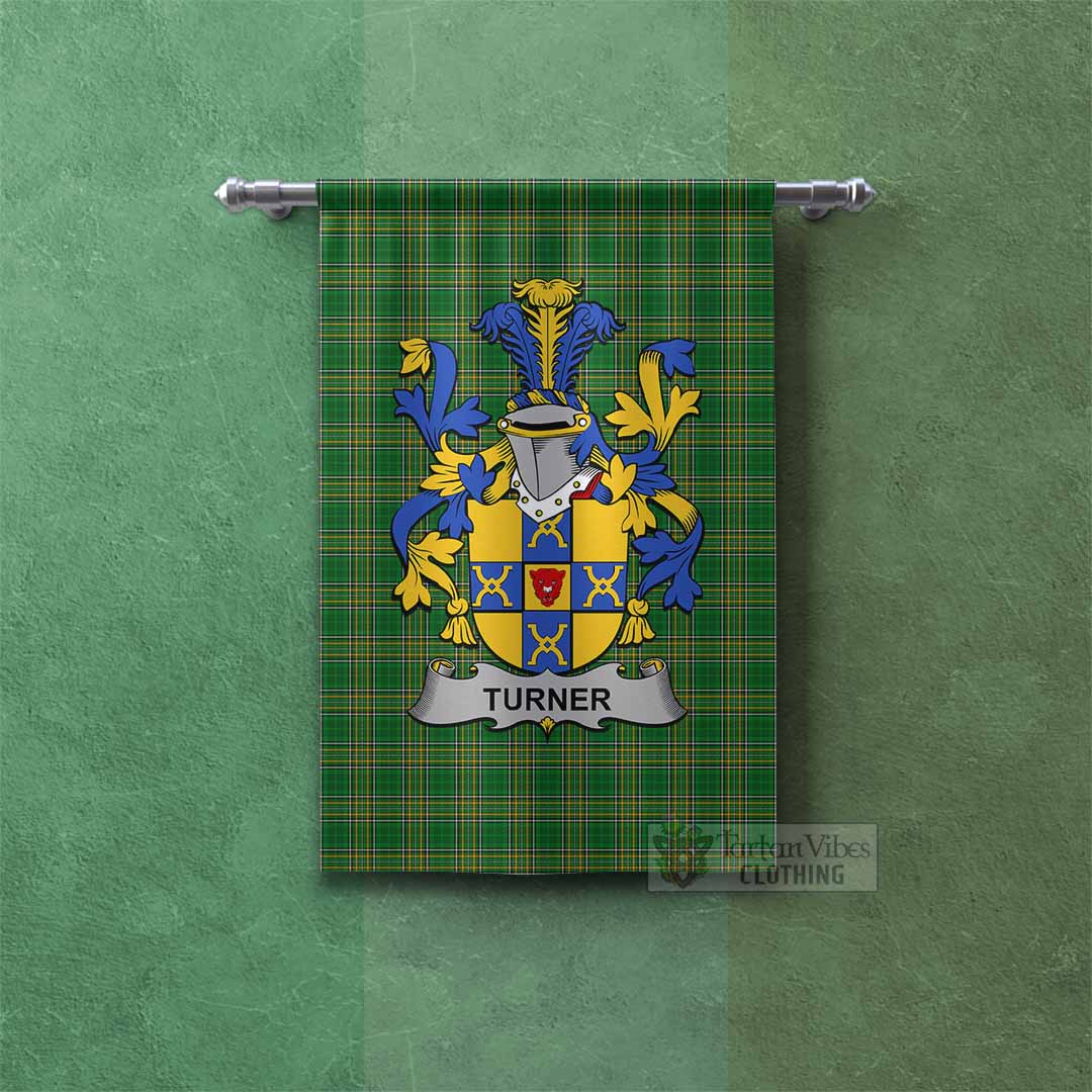 Tartan Vibes Clothing Turner Irish Clan Tartan Gonfalon, Tartan Banner with Coat of Arms