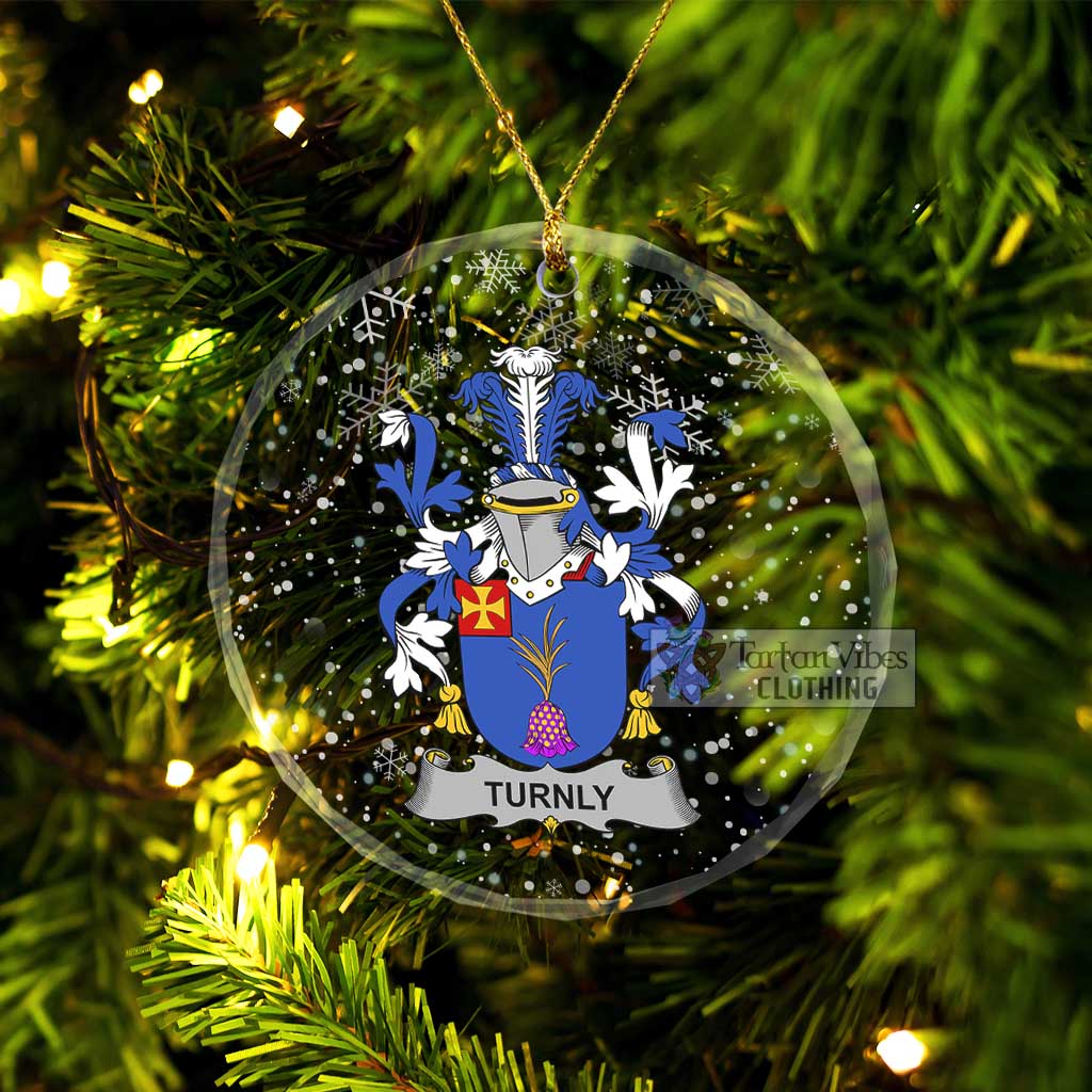 Tartan Vibes Clothing Turnly Irish Clan Christmas Glass Ornament with Coat of Arms