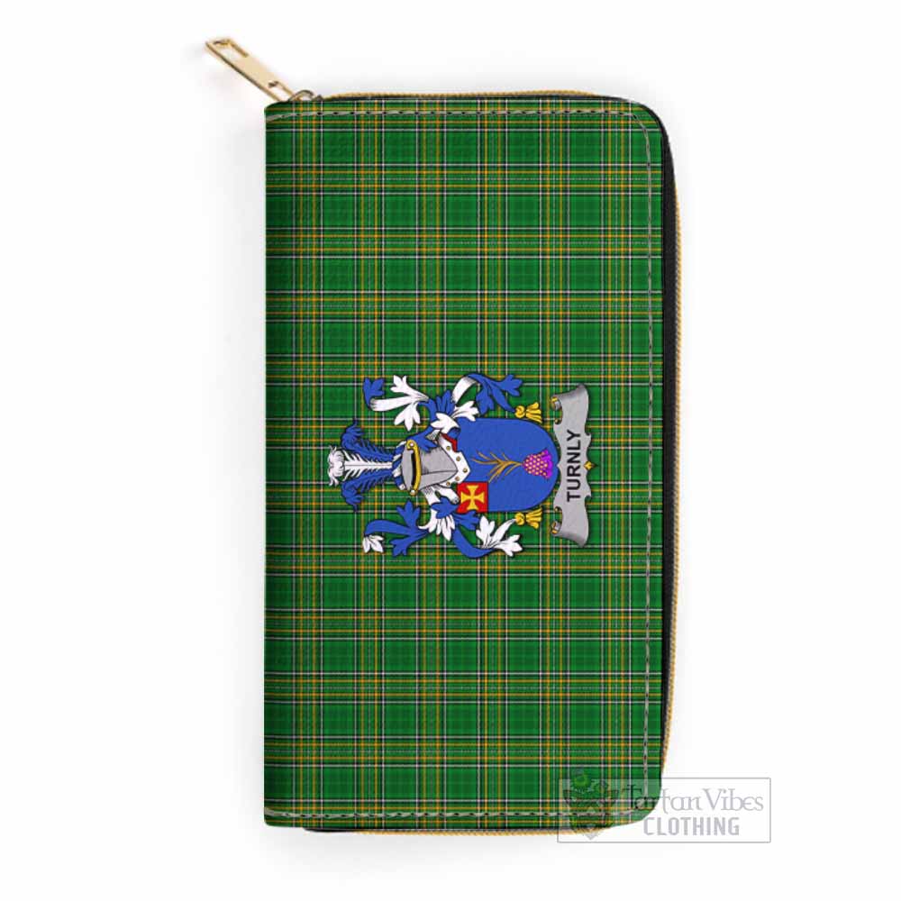 Tartan Vibes Clothing Turnly Irish Clan Tartan Women's Leather Wallet with Coat of Arms