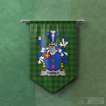 Turnly Irish Clan Tartan Gonfalon, Tartan Banner with Coat of Arms
