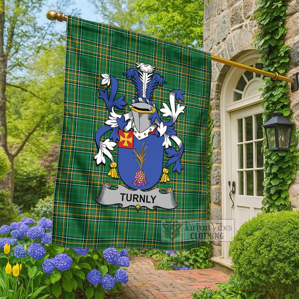 Turnly Irish Clan Tartan Flag with Coat of Arms