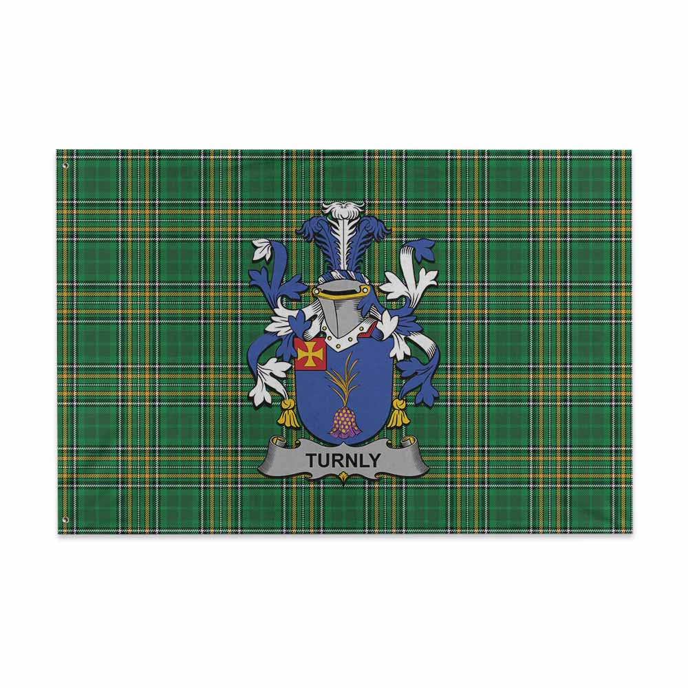 Tartan Vibes Clothing Turnly Irish Clan Tartan House Flag with Coat of Arms