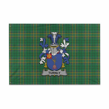 Turnly Irish Clan Tartan House Flag with Coat of Arms