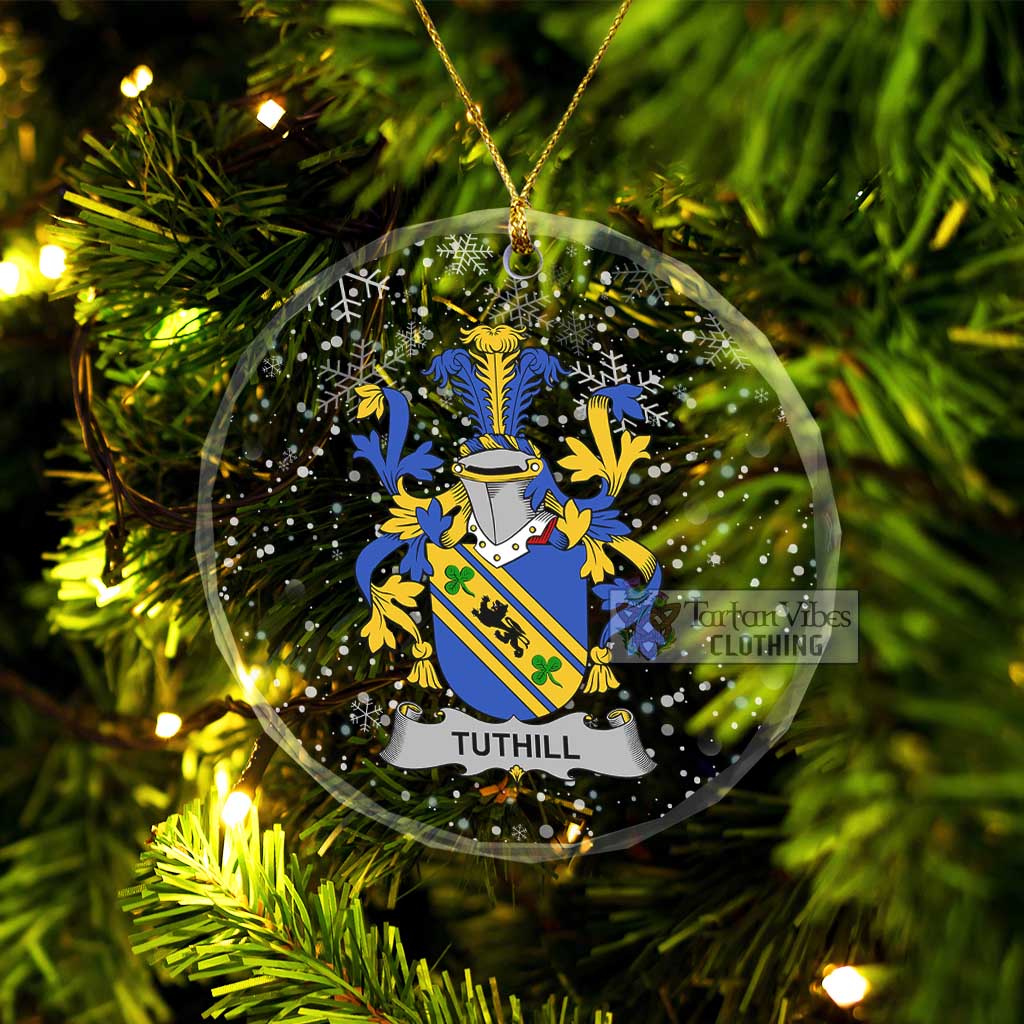 Tuthill Irish Clan Christmas Glass Ornament with Coat of Arms Transparent Glass Circle - 2D-tartanvibesclothing