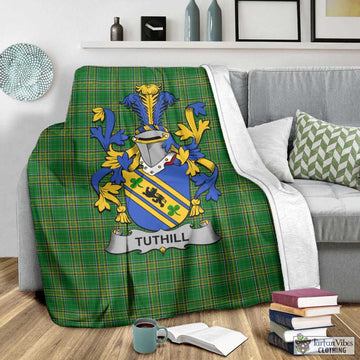 Tartan Vibes Clothing Tuthill Irish Clan Tartan Blanket with Coat of Arms