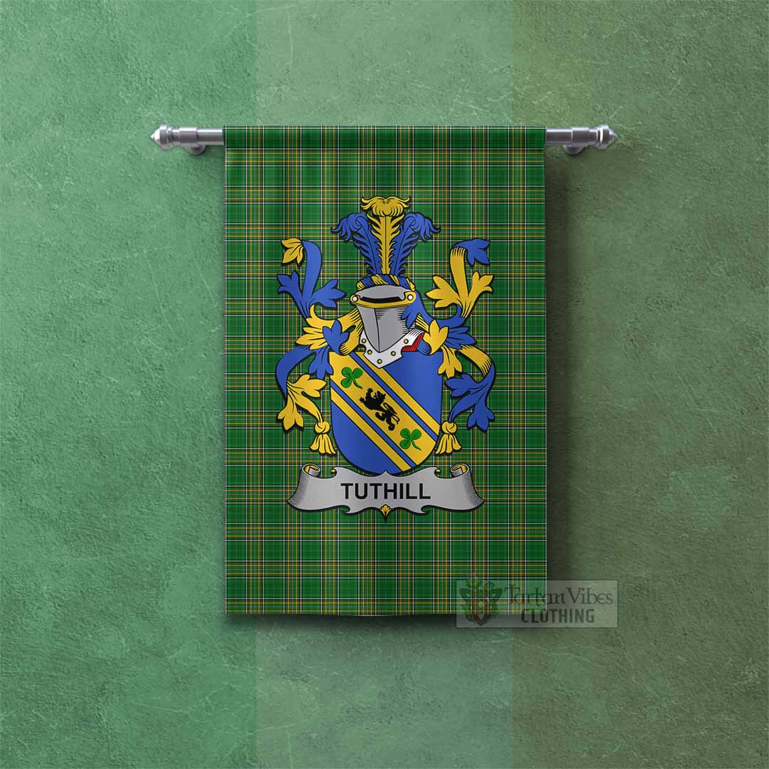 Tuthill Irish Clan Tartan Gonfalon, Tartan Banner with Coat of Arms Rectangle - Tartan Vibes Clothing