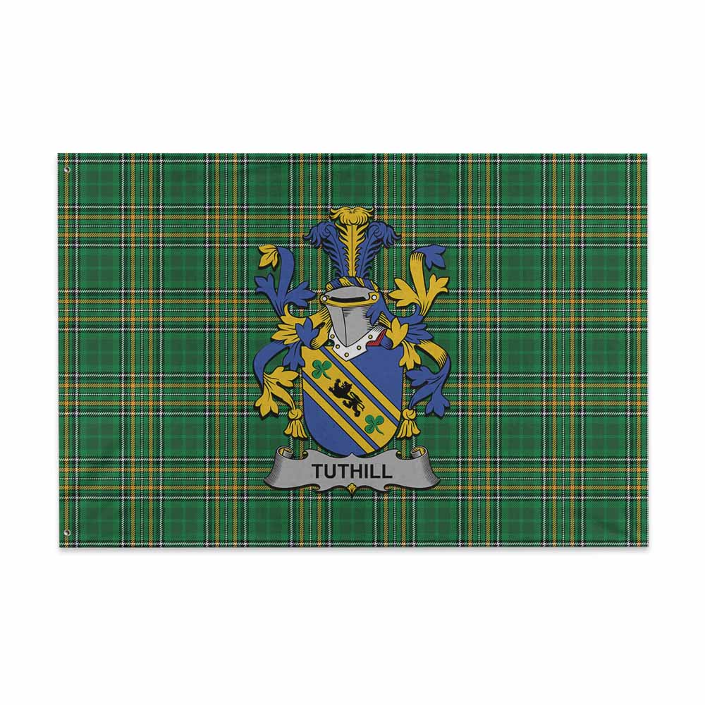 Tartan Vibes Clothing Tuthill Irish Clan Tartan House Flag with Coat of Arms