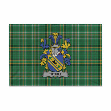 Tartan Vibes Clothing Tuthill Irish Clan Tartan House Flag with Coat of Arms