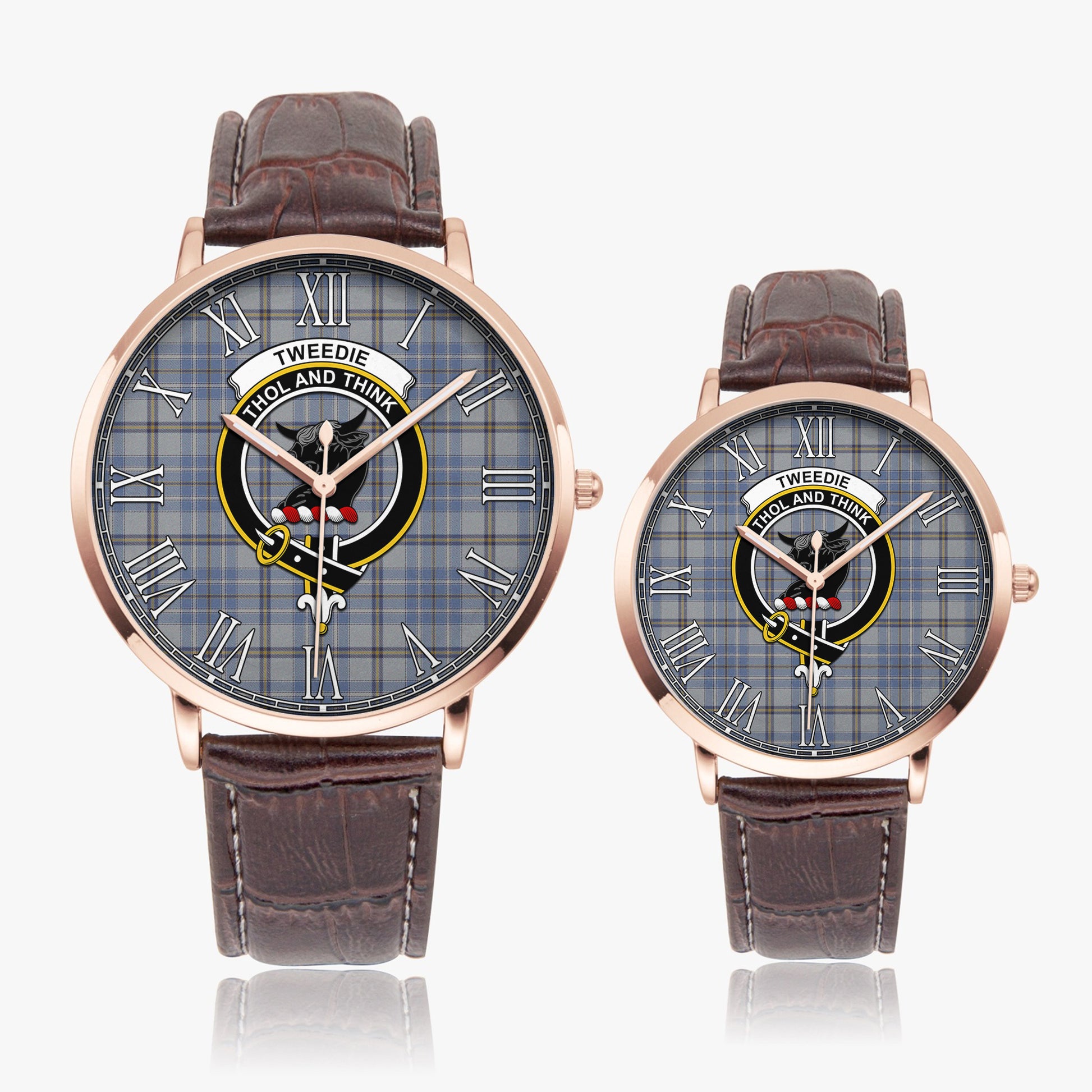 Tweedie Tartan Family Crest Leather Strap Quartz Watch - Tartanvibesclothing