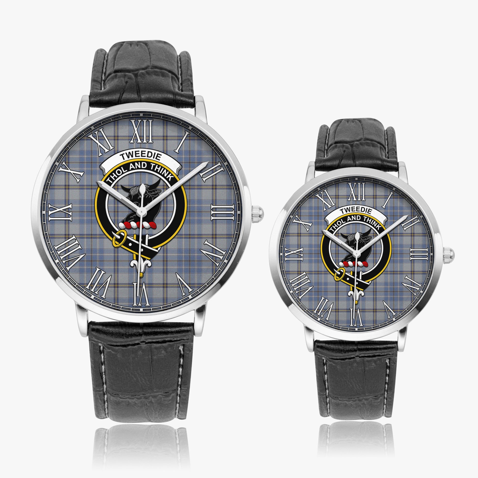 Tweedie Tartan Family Crest Leather Strap Quartz Watch - Tartanvibesclothing