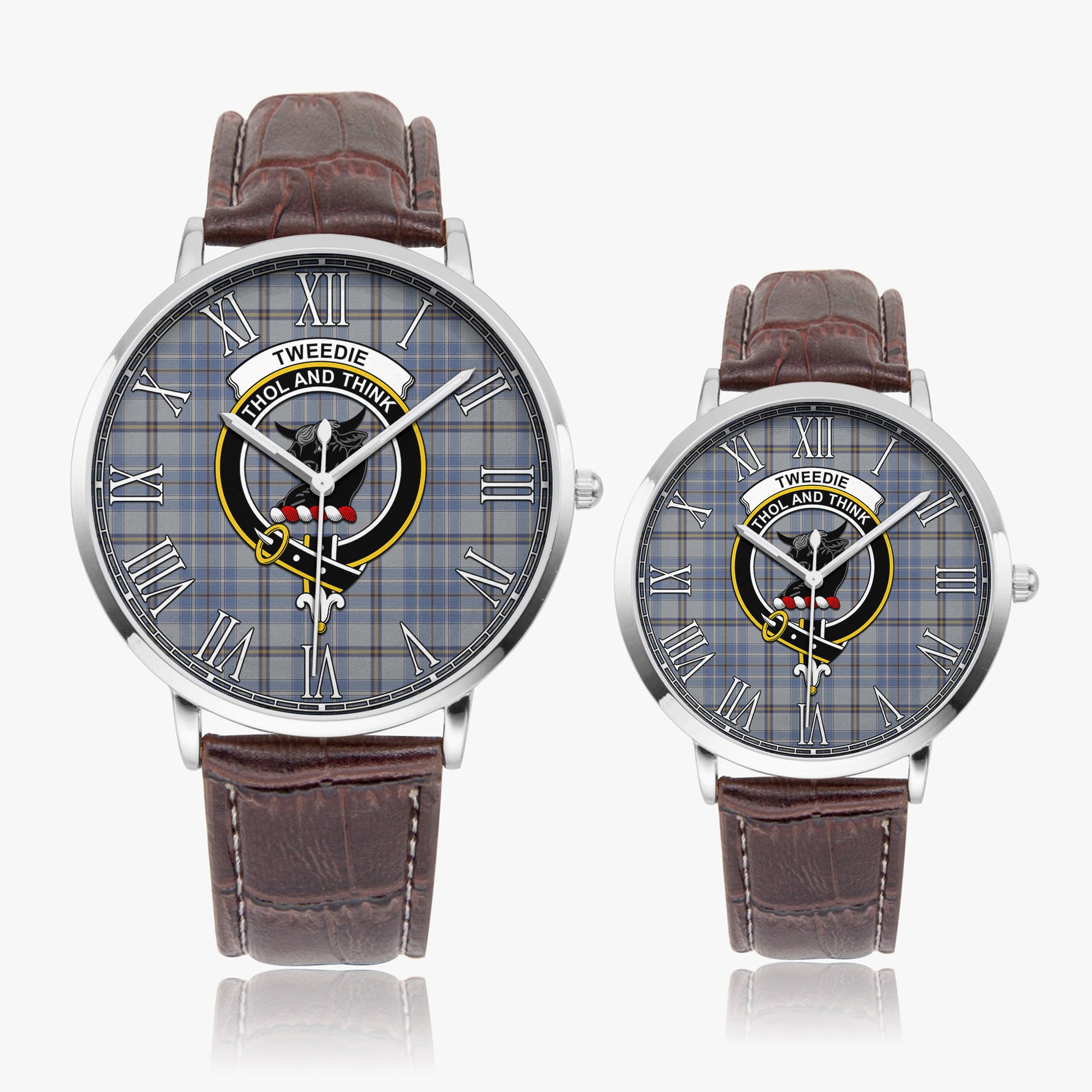 Tweedie Tartan Family Crest Leather Strap Quartz Watch - Tartanvibesclothing