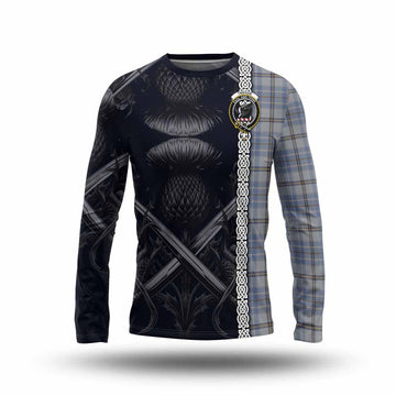 Tartan Vibes Clothing Tweedie Tartan Long Sleeve T-Shirt with Family Crest Cross Sword Thistle Celtic Vibes