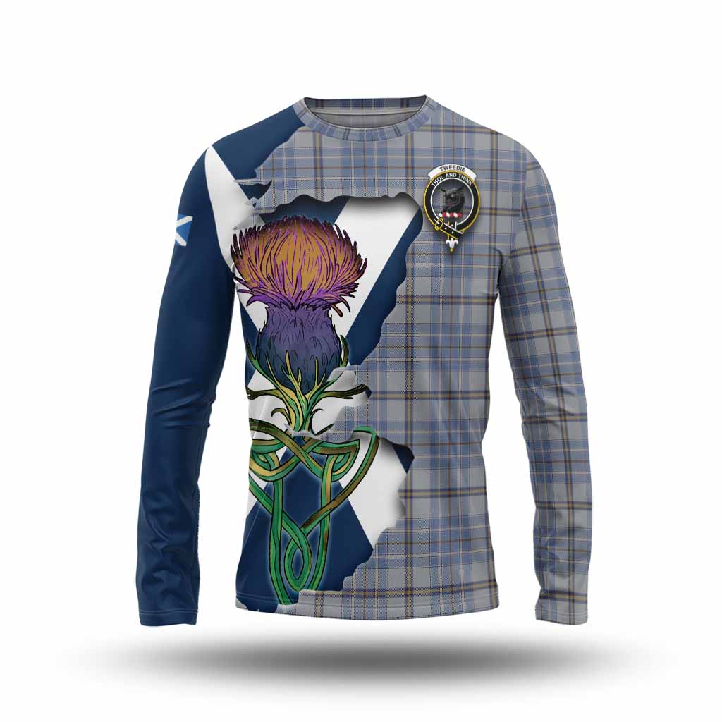 Tartan Vibes Clothing Tweedie Tartan Family Crest Long Sleeve T-Shirt Scottish Thistle Celtic Inspired