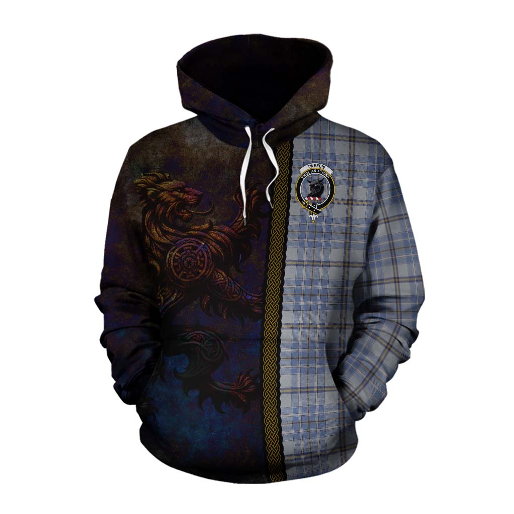 Tartan Vibes Clothing Tweedie Tartan Family Crest Cotton Hoodie Alba Gu Brath Be Brave Lion Ancient Style