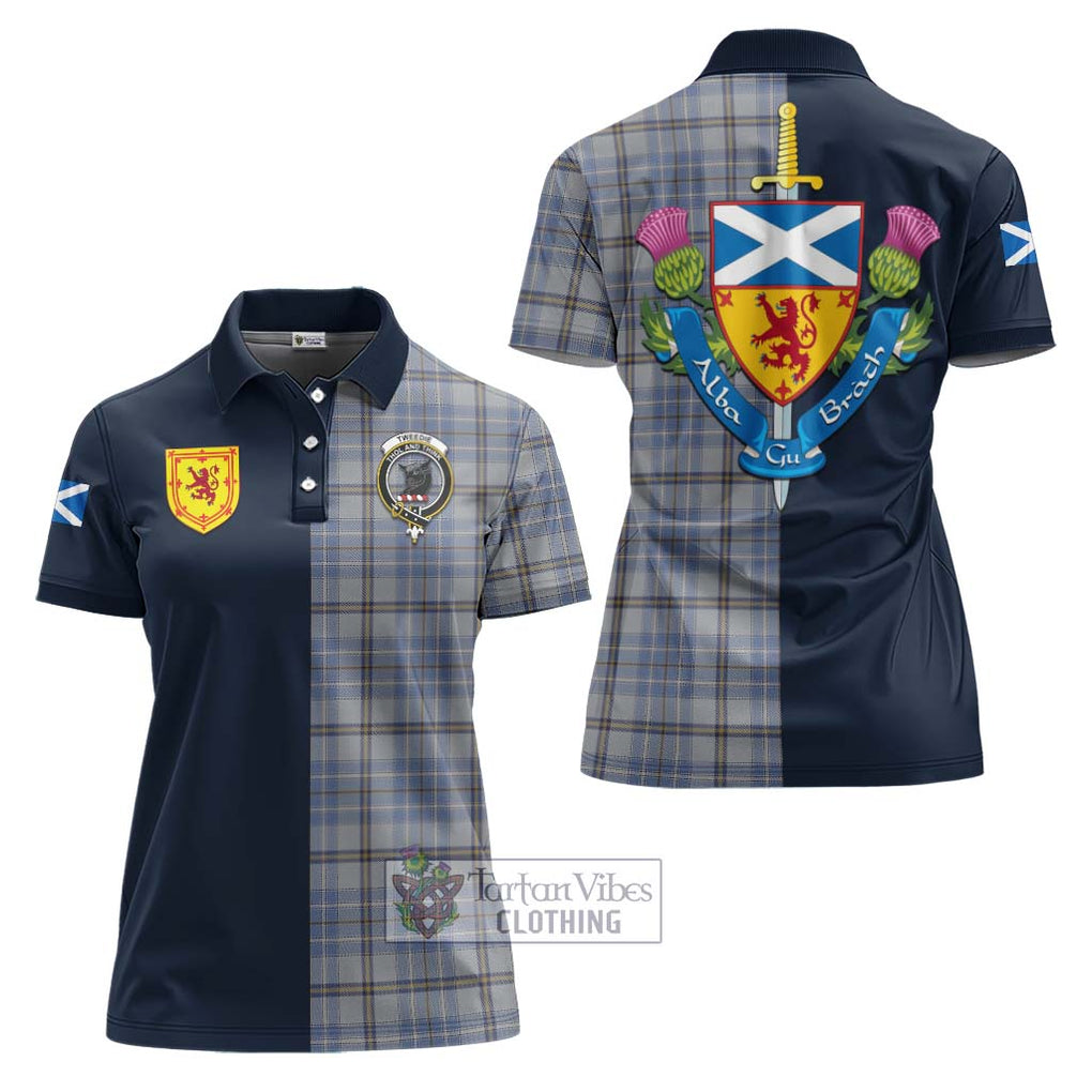 Tartan Vibes Clothing Tweedie Tartan Women's Polo Shirt with Scottish Lion Royal Arm Half Style
