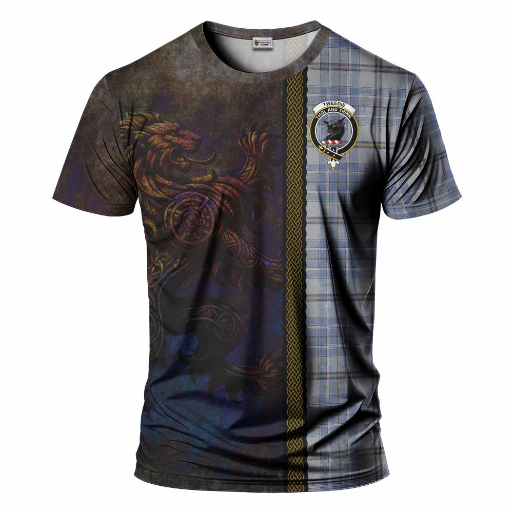 Tartan Vibes Clothing Tweedie Tartan Family Crest T-Shirt Alba Gu Brath Be Brave Lion Ancient Style