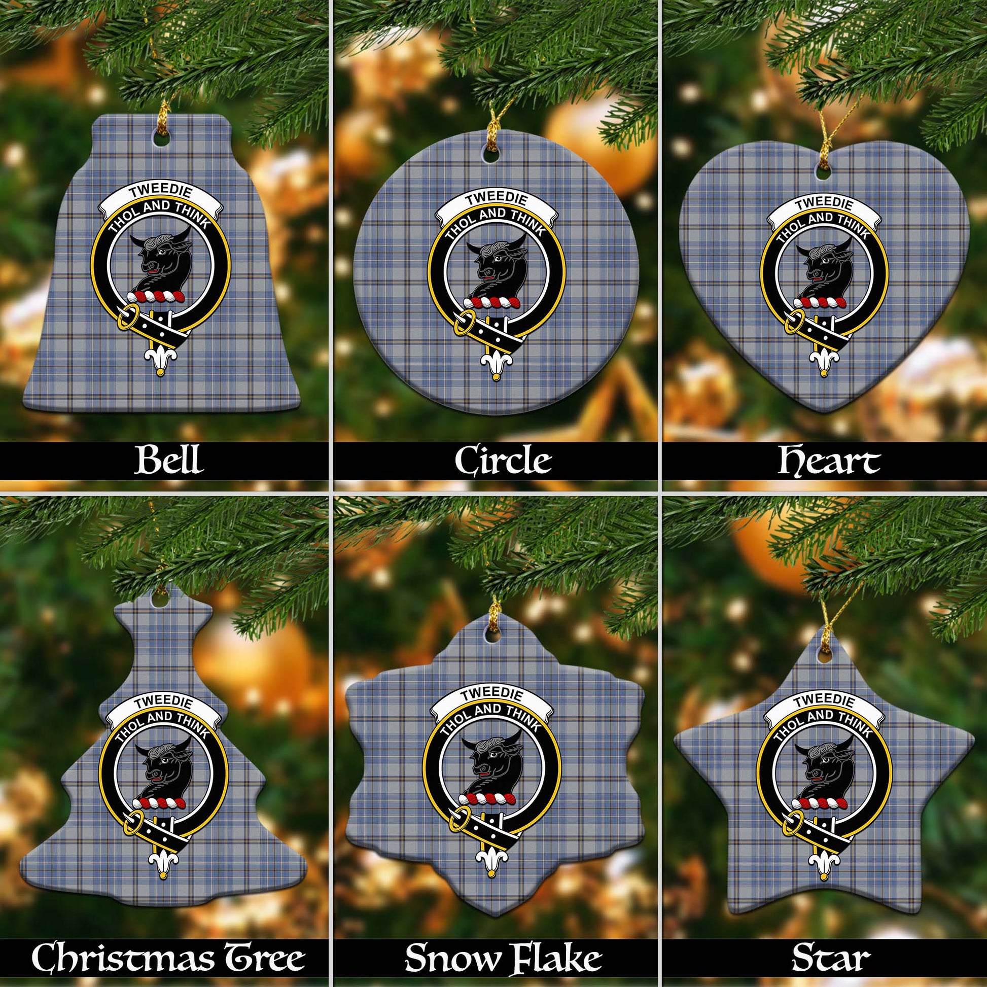Tweedie Tartan Christmas Ornaments with Family Crest - Tartanvibesclothing