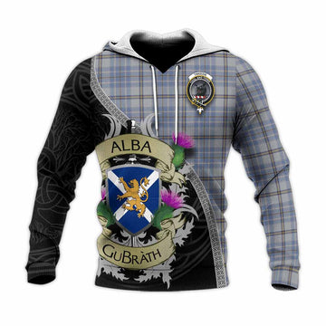 Tweedie Tartan Family Crest Knitted Hoodie Lion Rampant Royal Thistle Shield Celtic Inspired