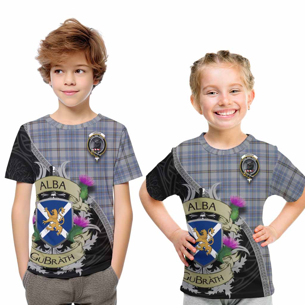 Tartan Vibes Clothing Tweedie Tartan Family Crest Kid T-Shirt Lion Rampant Royal Thistle Shield Celtic Inspired