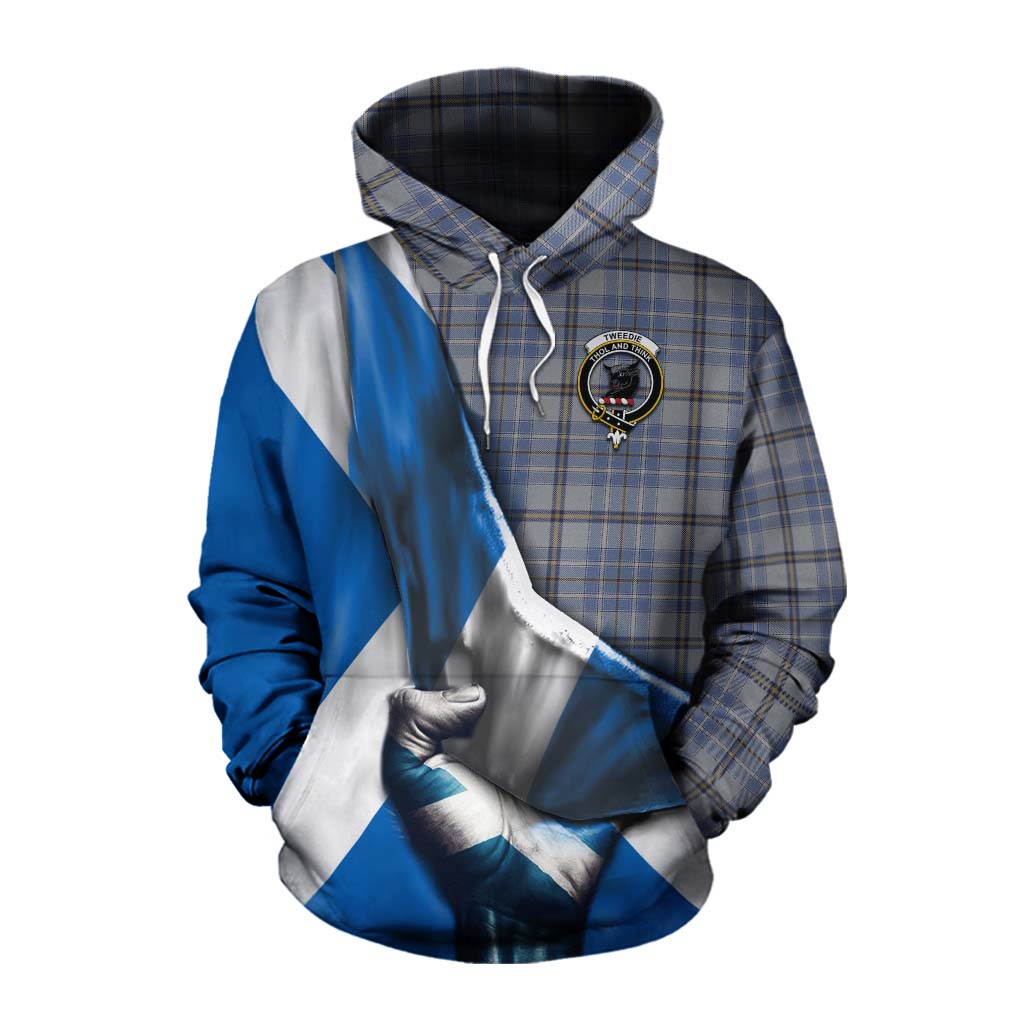 Tartan Vibes Clothing Tweedie Tartan Cotton Hoodie with Family Crest Scotland Patriotic Style