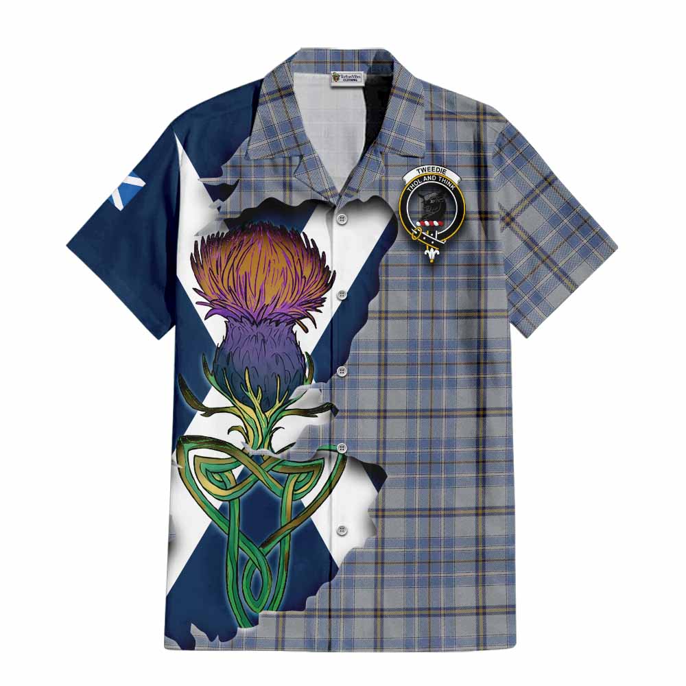 Tartan Vibes Clothing Tweedie Tartan Family Crest Short Sleeve Button Shirt Scottish Thistle Celtic Inspired